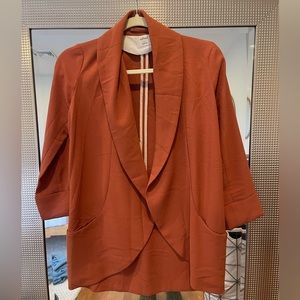 Aritzia Chevalier Blazer Jacket, Collared, Open Front, Size 0, burnt orange